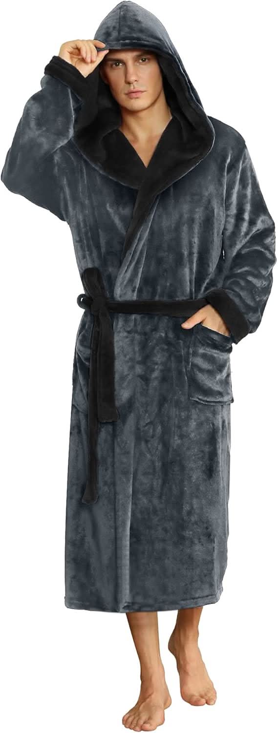 Men’s Hooded Fleece Bathrobe