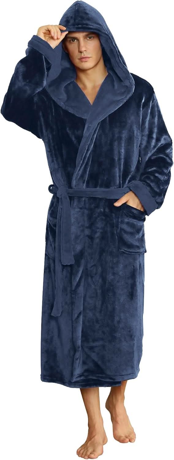 Men’s Hooded Fleece Bathrobe