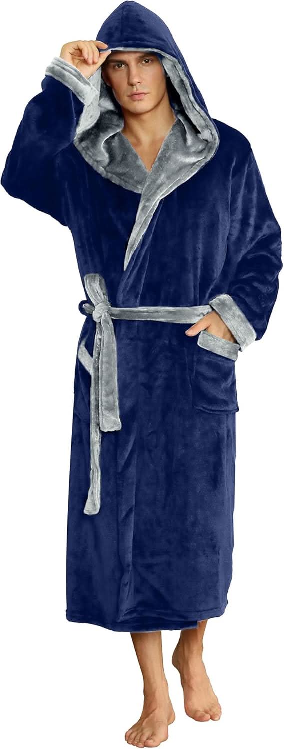 Men’s Hooded Fleece Bathrobe