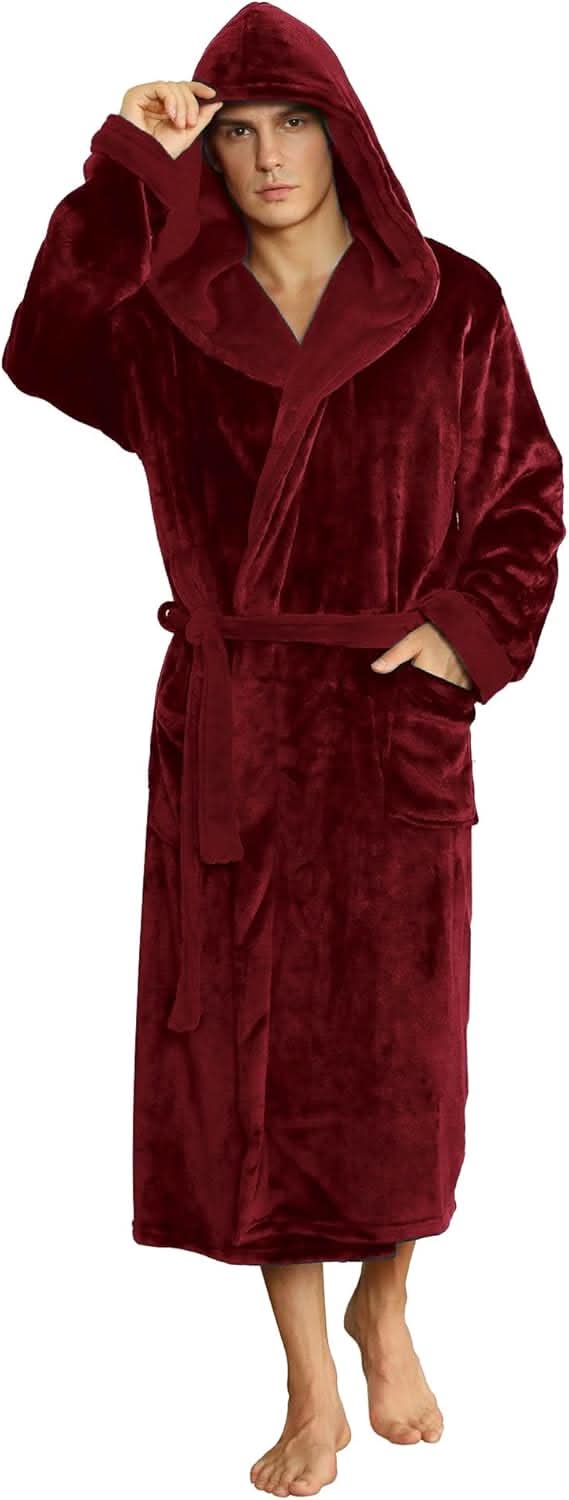 Men’s Hooded Fleece Bathrobe