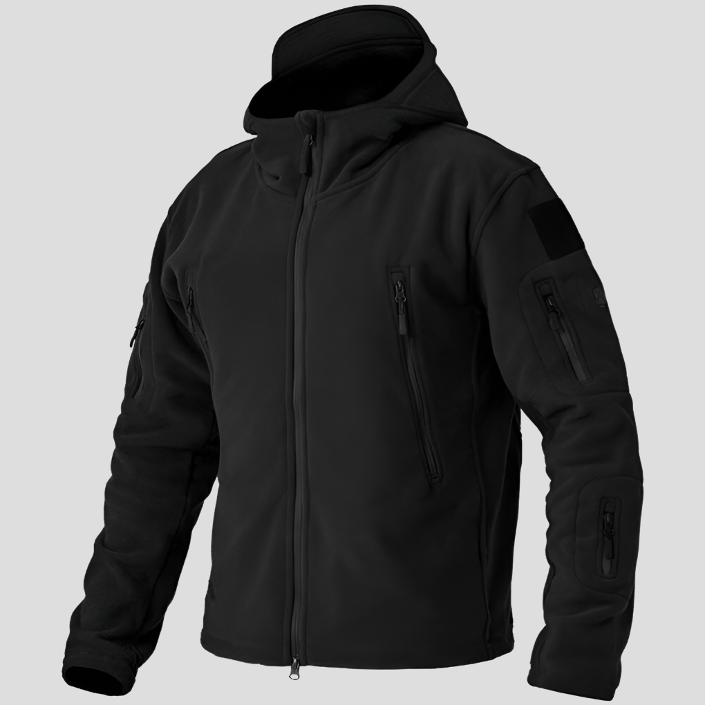 Men's Hooded Fleece Jacket with Multiple Zip Pockets