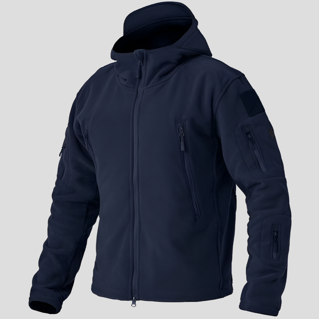 Men's Hooded Fleece Jacket with Multiple Zip Pockets