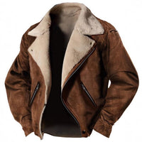 Veste structurée pour homme doublée en peau d’agneau, avec revers rétro et poches zippées
