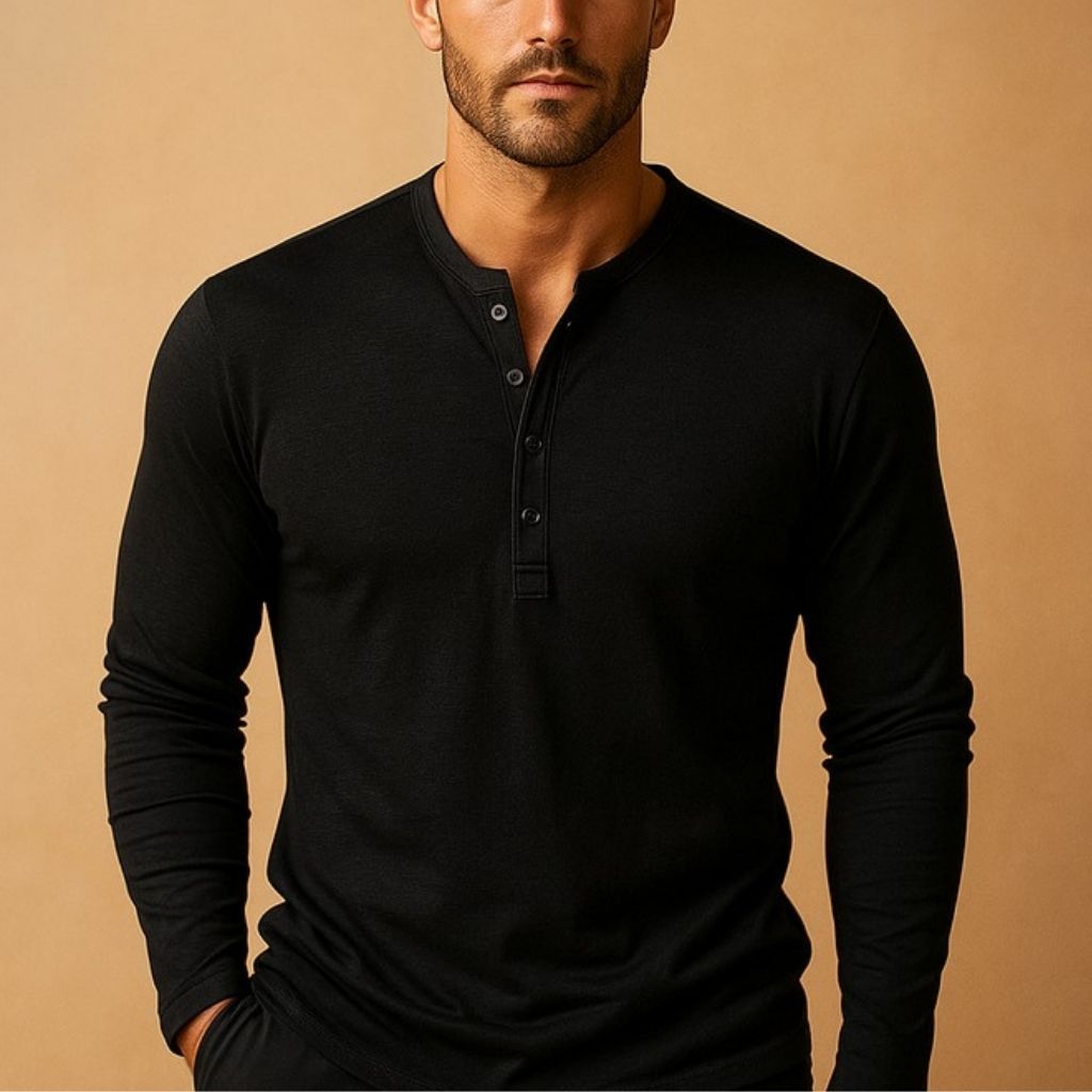 Chemise Henley à manches longues pour homme