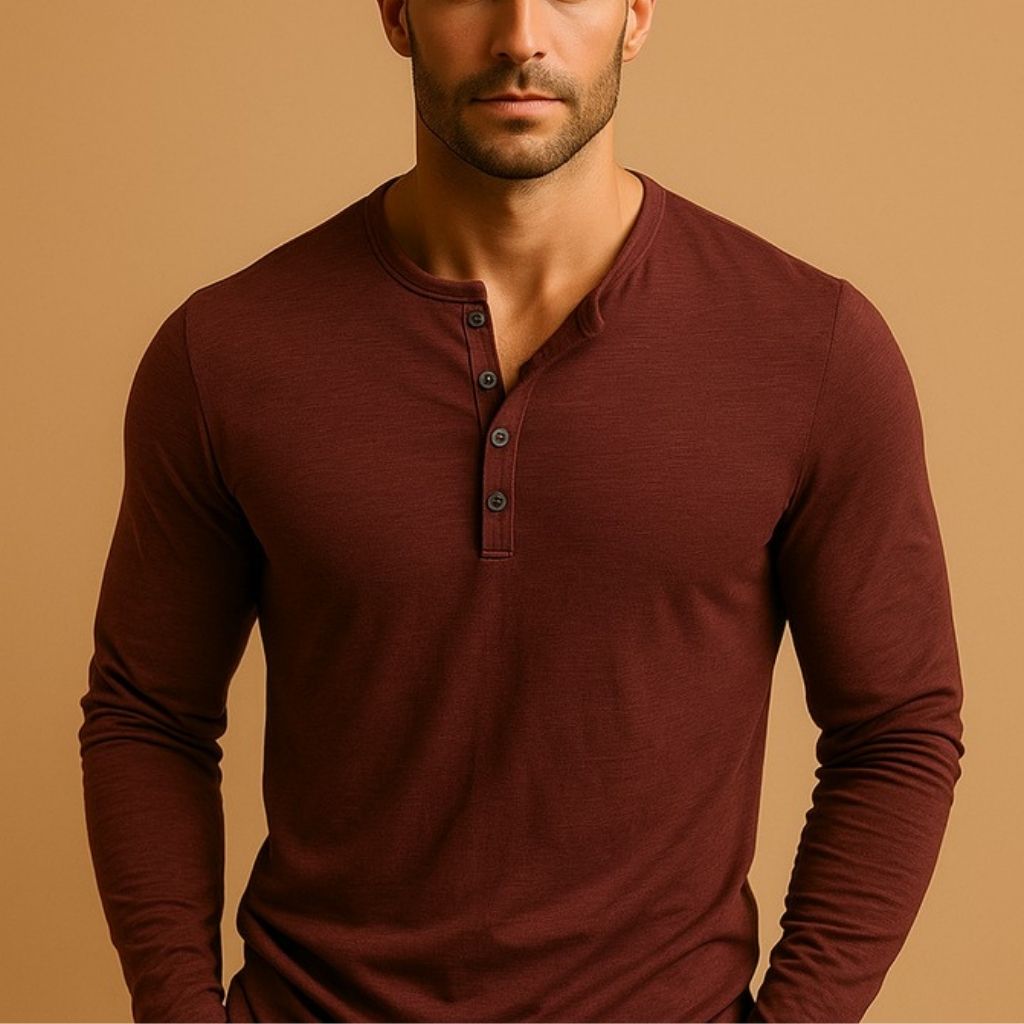 Chemise Henley à manches longues pour homme