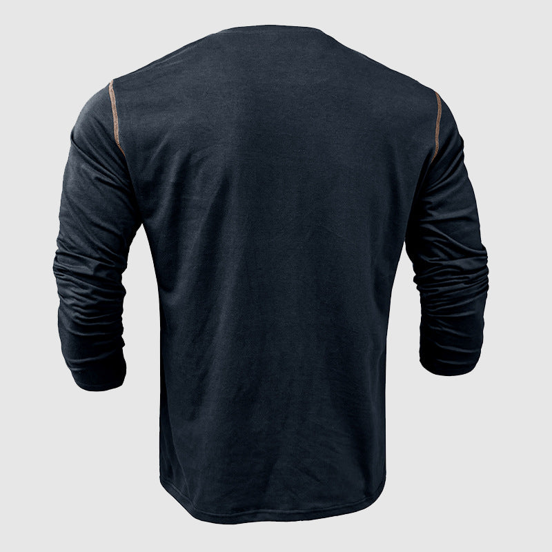 Men's Long-Sleeved Henley Shirt – Stylish Everyday Comfort