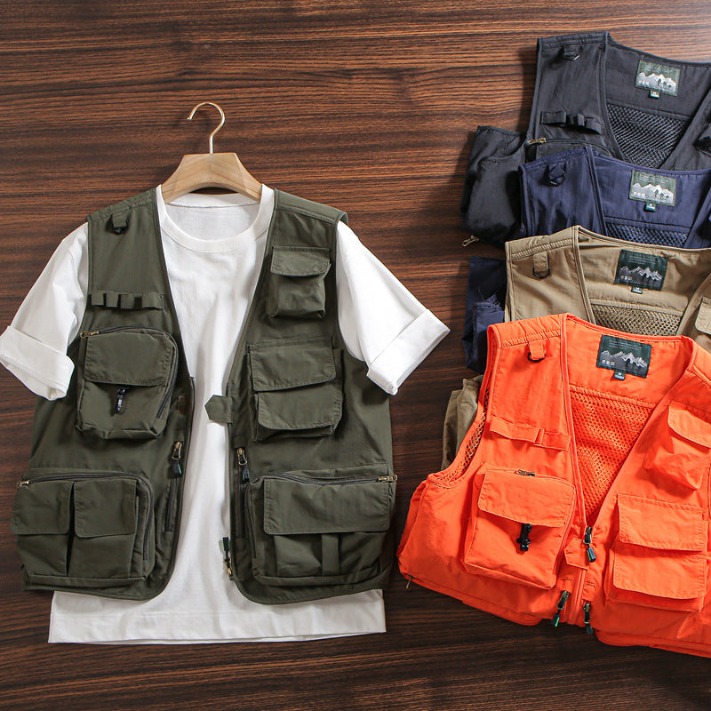 Veste d’extérieur multifonctionnelle pour homme à multiples poches