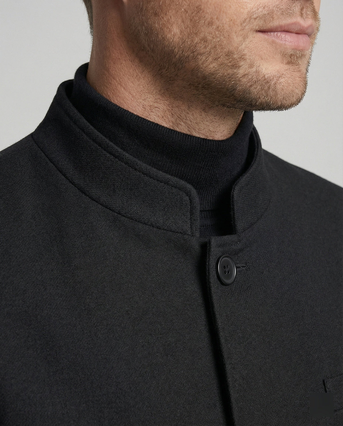 Nouvelle veste courte pour homme de style chinois, à col officier, noire