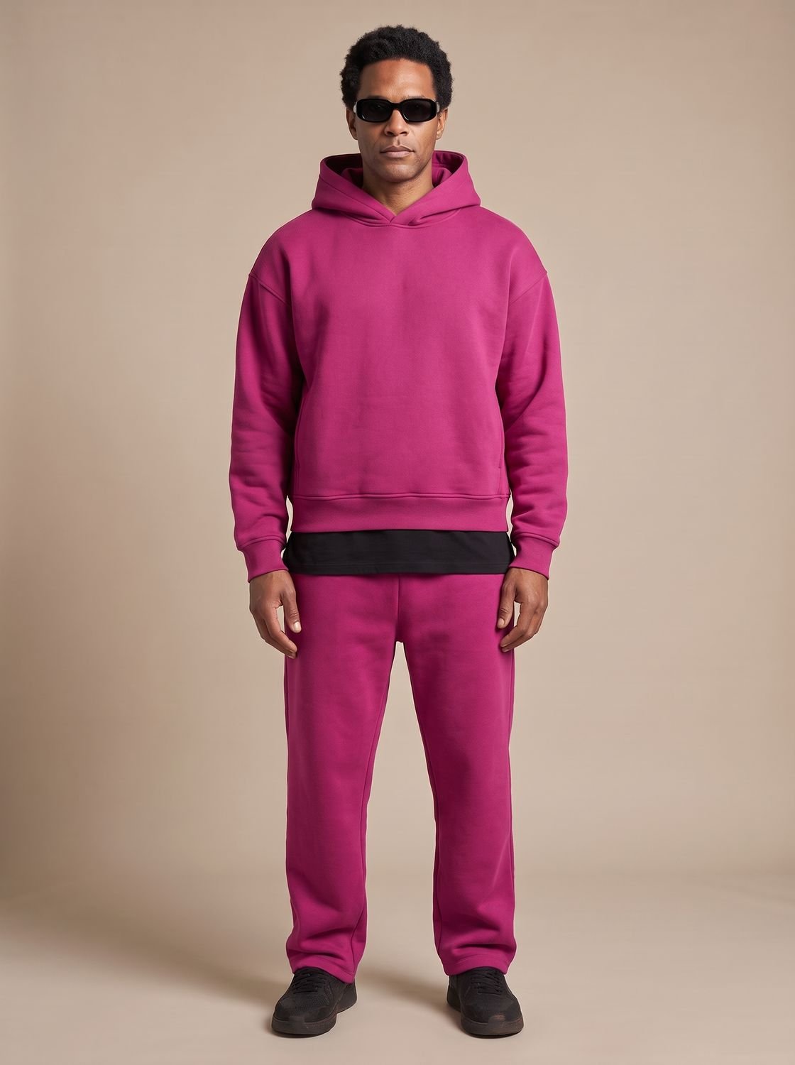 Men's Oversized Fleece Hoodie and Joggers Tracksuit Set
