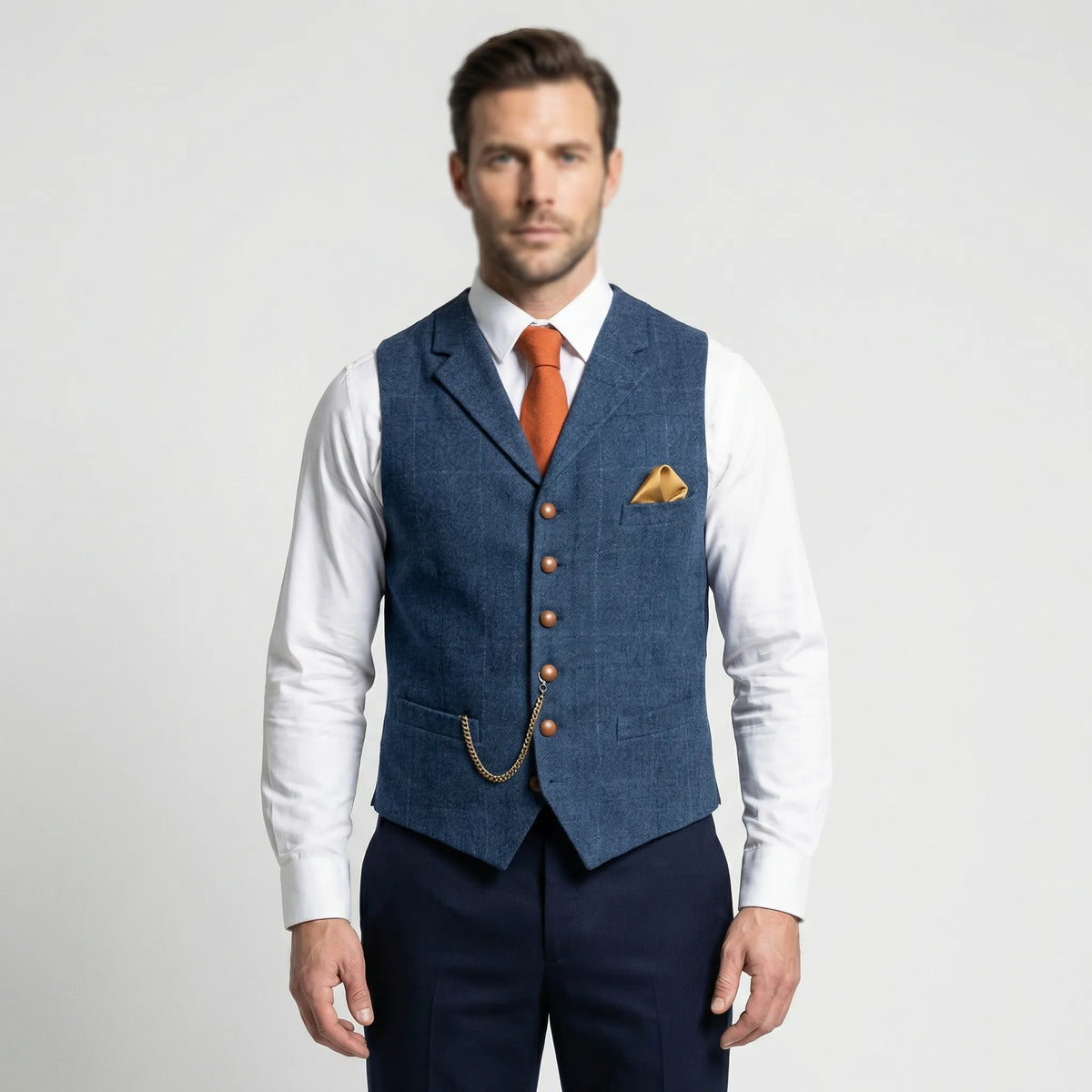 Men's Plaid V-Neck Waistcoat