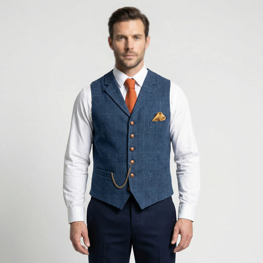 Men's Plaid V-Neck Waistcoat