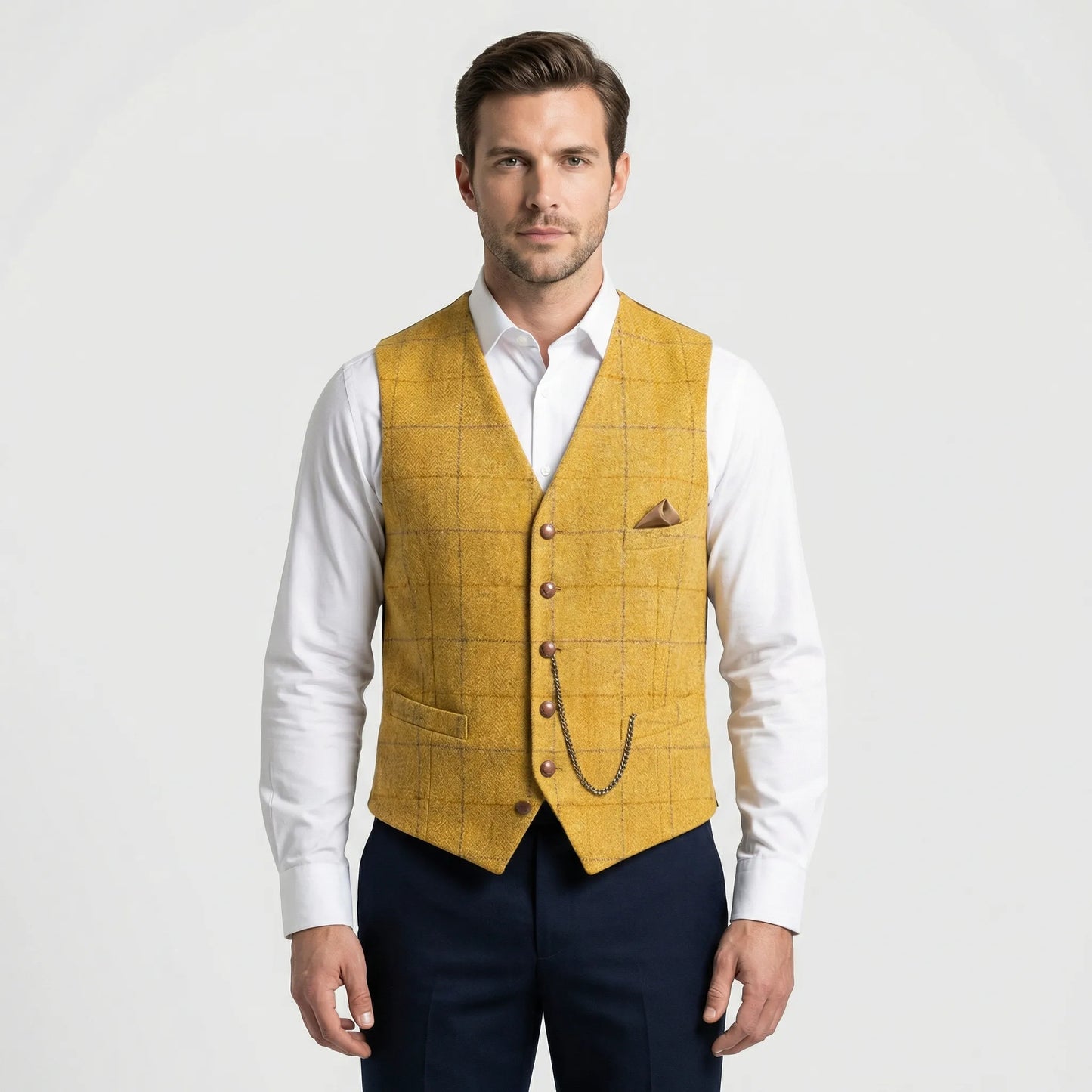 Men's Plaid V-Neck Waistcoat