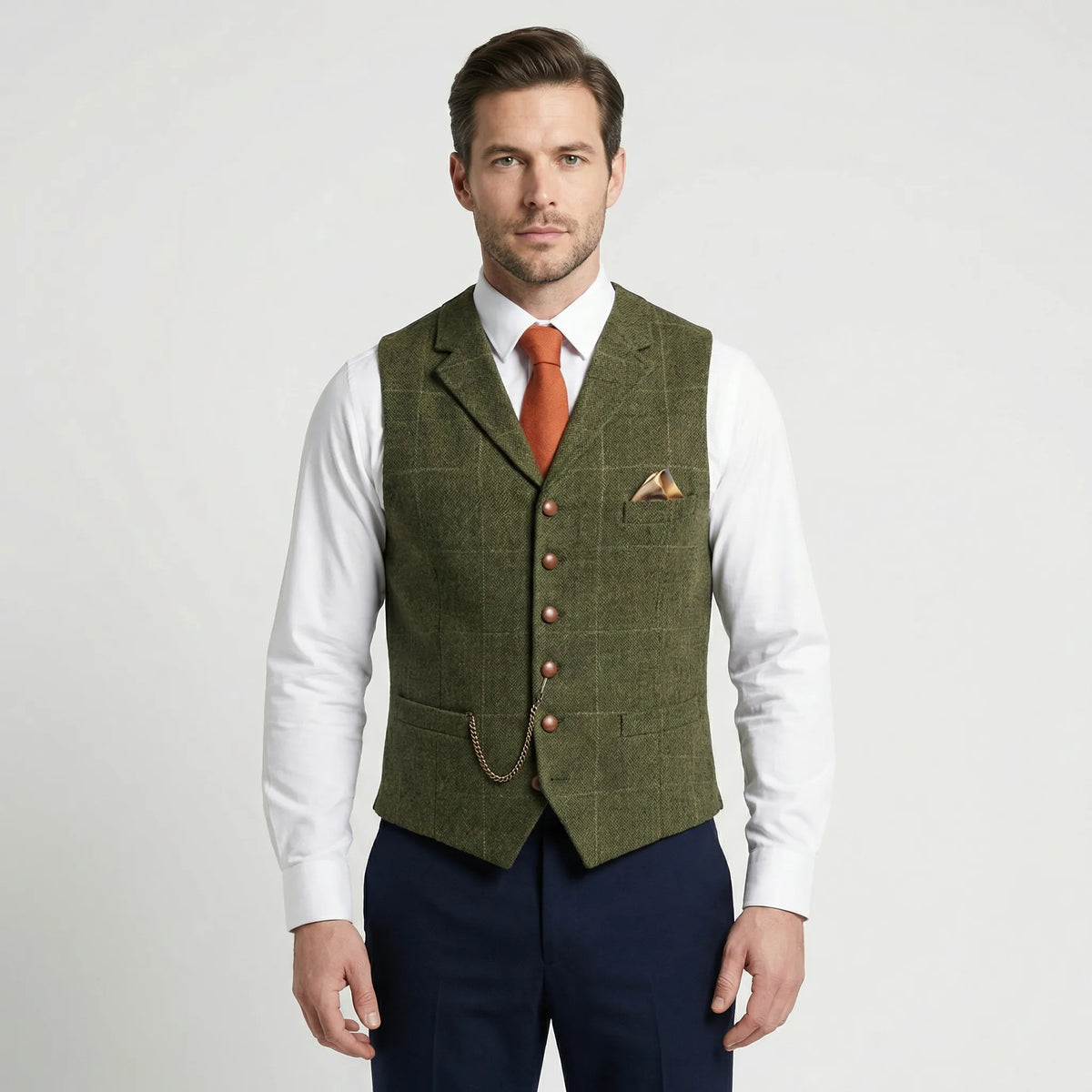 Men's Plaid V-Neck Waistcoat