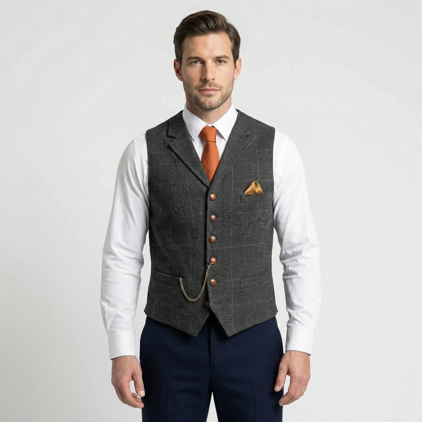 Men's Plaid V-Neck Waistcoat