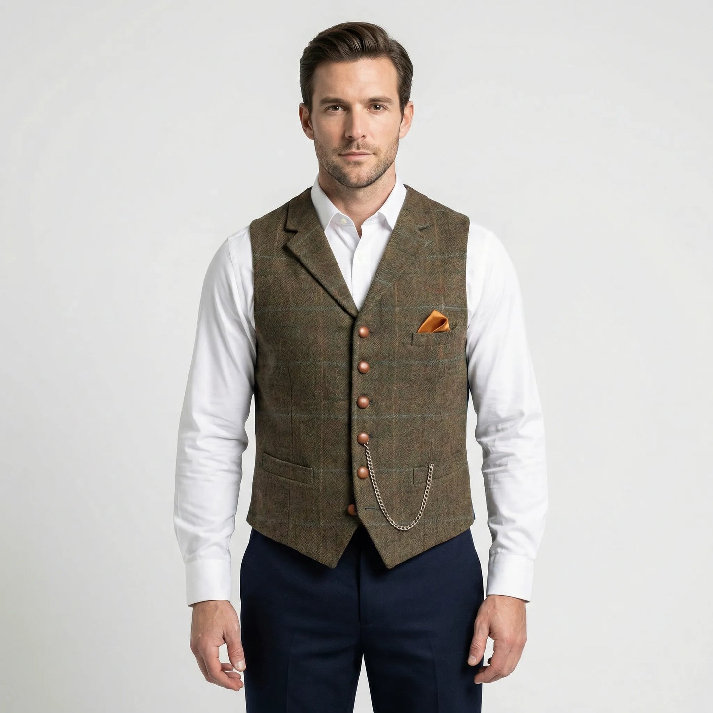 Men's Plaid V-Neck Waistcoat