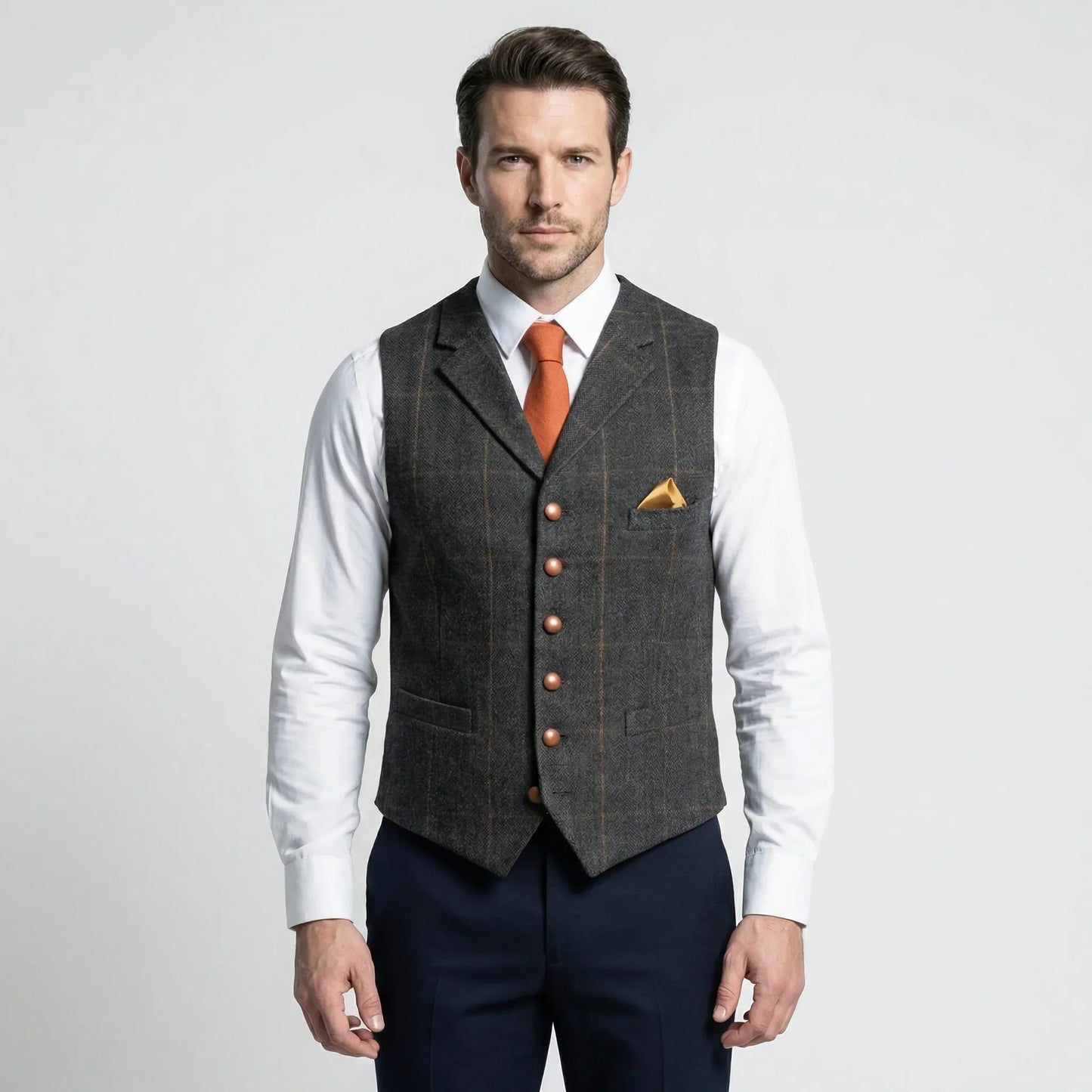 Men's Plaid V-Neck Waistcoat