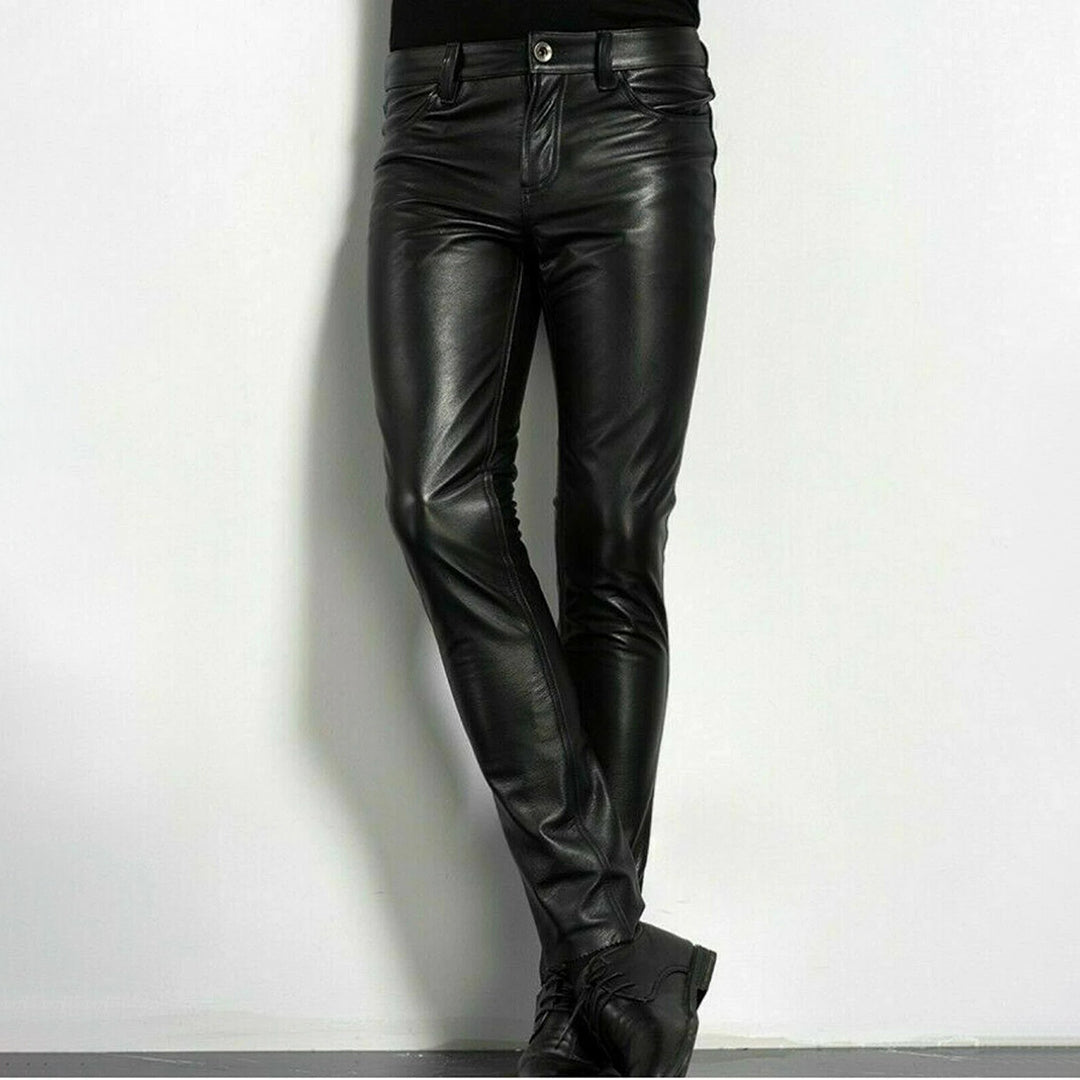 Pantalon skinny en similicuir PU pour homme