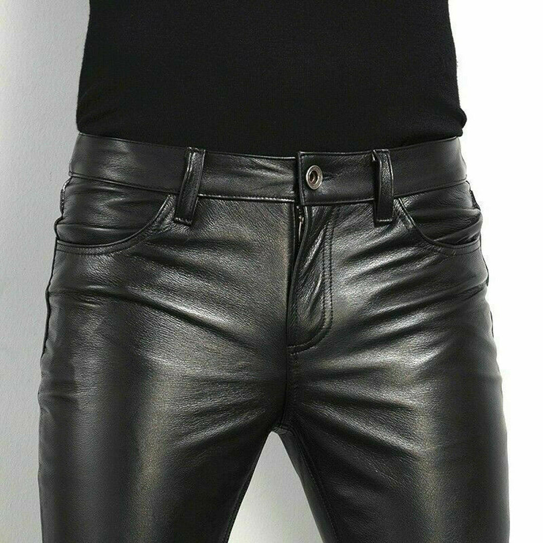 Pantalon skinny en similicuir PU pour homme
