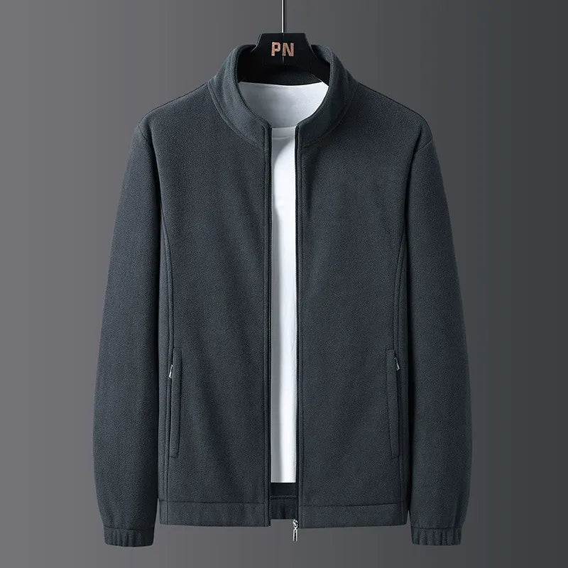 Veste pour homme à coupe standard, fermeture intégrale, col montant, poches et ourlet élastiqué
