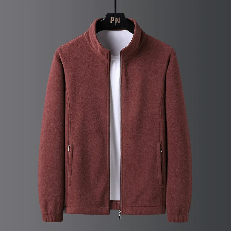 Veste pour homme à coupe standard, fermeture intégrale, col montant, poches et ourlet élastiqué