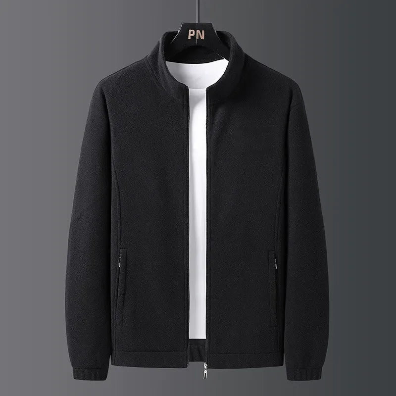 Veste pour homme à coupe standard, fermeture intégrale, col montant, poches et ourlet élastiqué