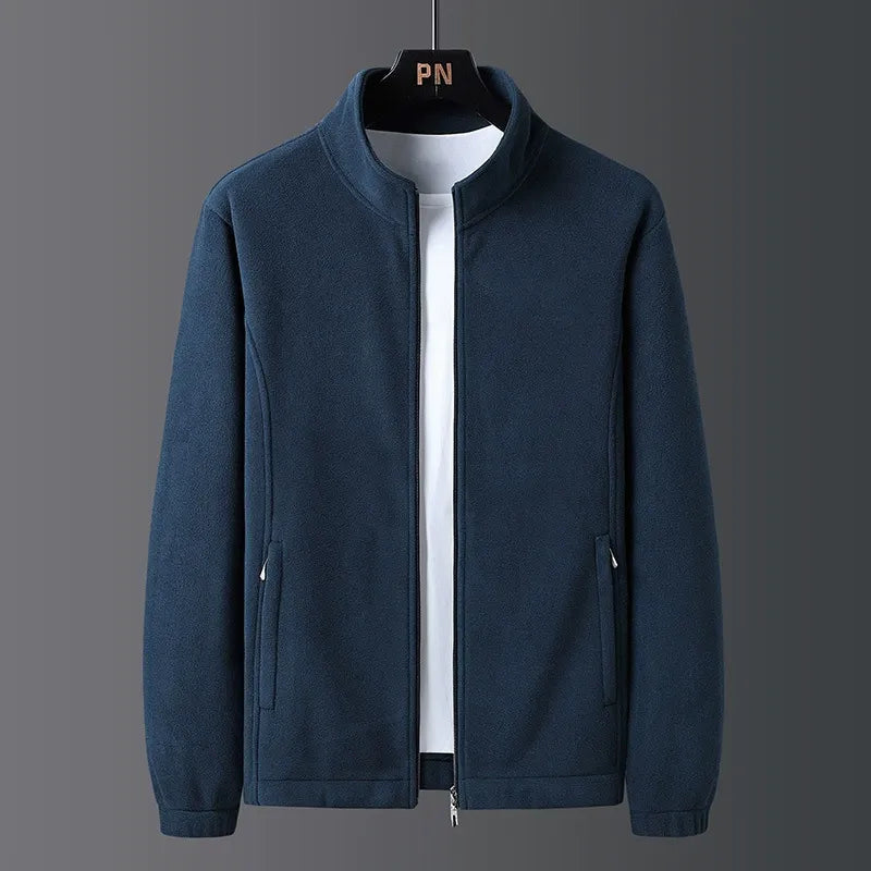 Veste pour homme à coupe standard, fermeture intégrale, col montant, poches et ourlet élastiqué