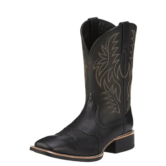 Men's Retro Embroidered Leather Cowboy Boots