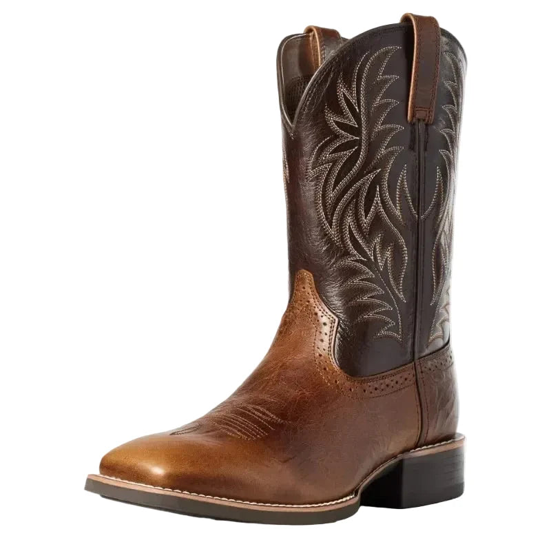 Men's Retro Embroidered Leather Cowboy Boots