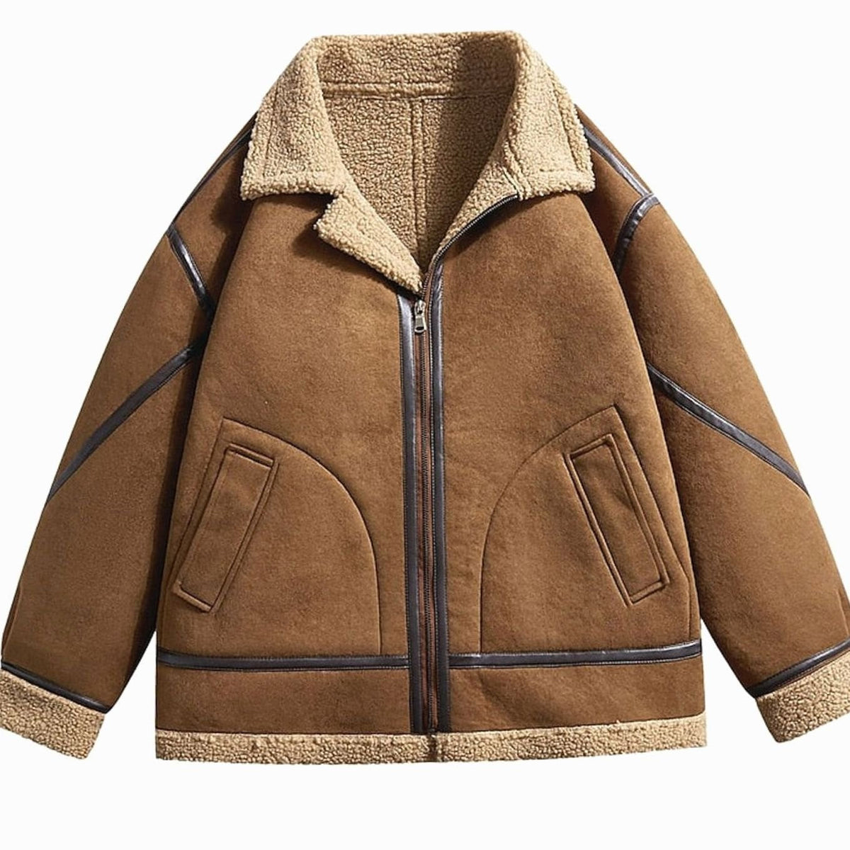 Men's Sherpa-Lined Full-Zip Aviator Bomber Jacket