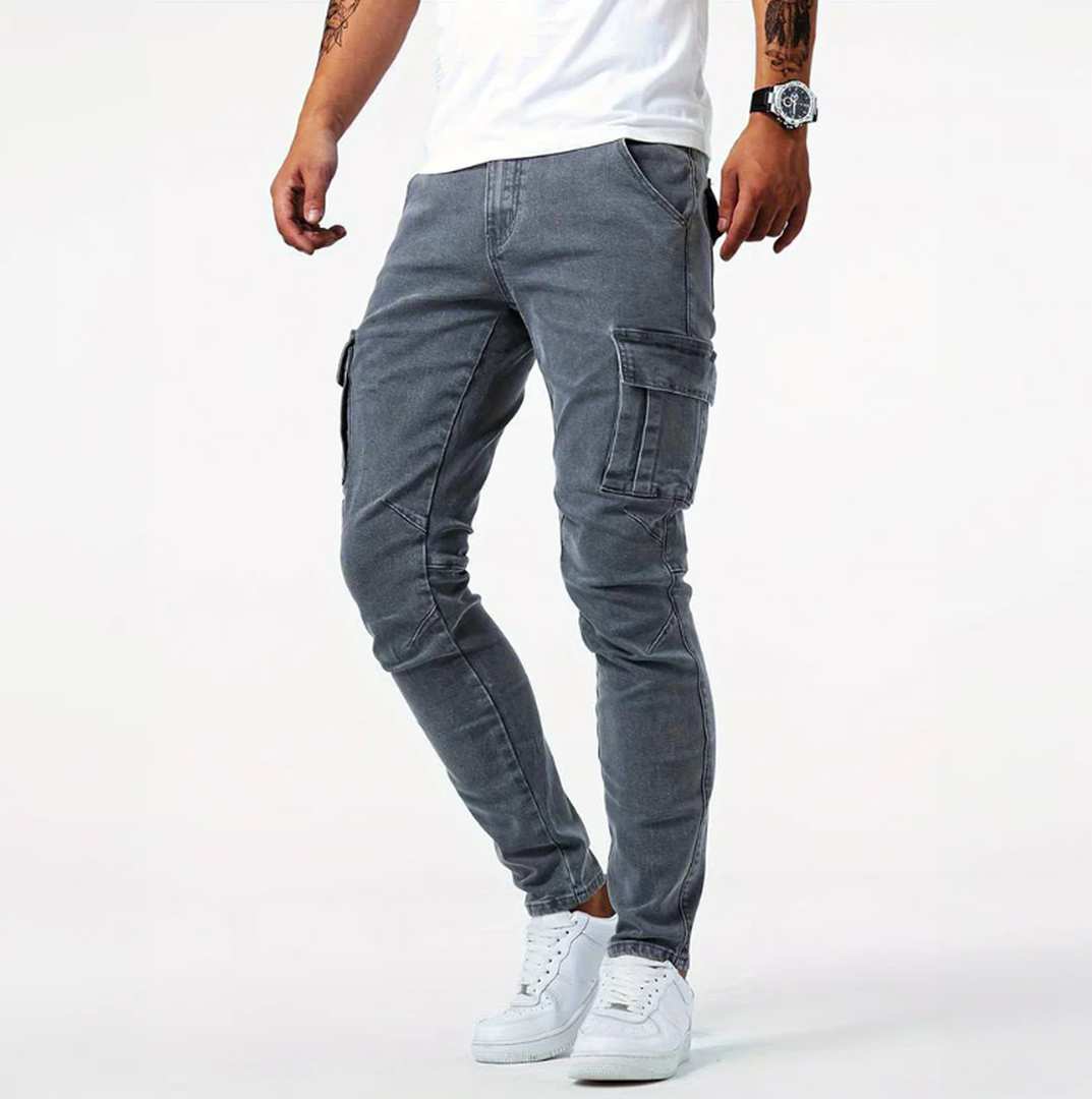 Men's Skinny Cargo Jeans with Pockets