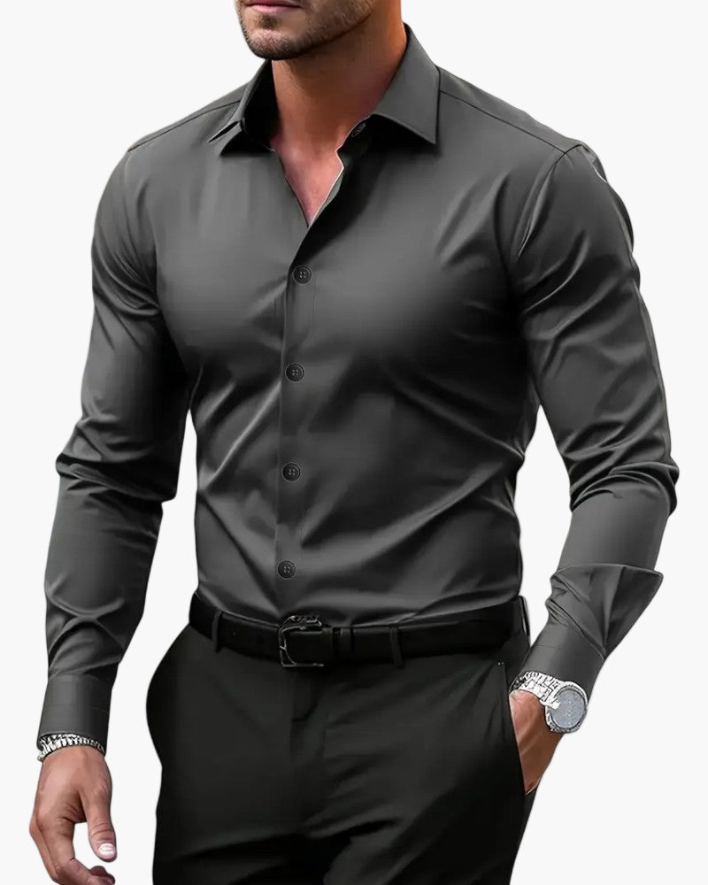 Men's Slim Fit Business Shirt – Modern Long-Sleeve Shirt for Office & Elegant Occasions