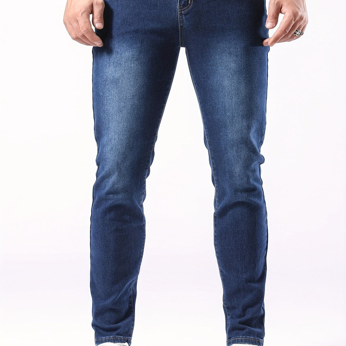 Jean décontracté en denim extensible pour homme, coupe ajustée