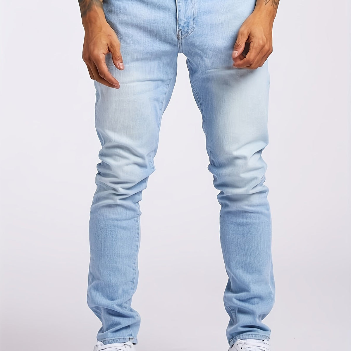 Jean décontracté en denim extensible pour homme, coupe ajustée