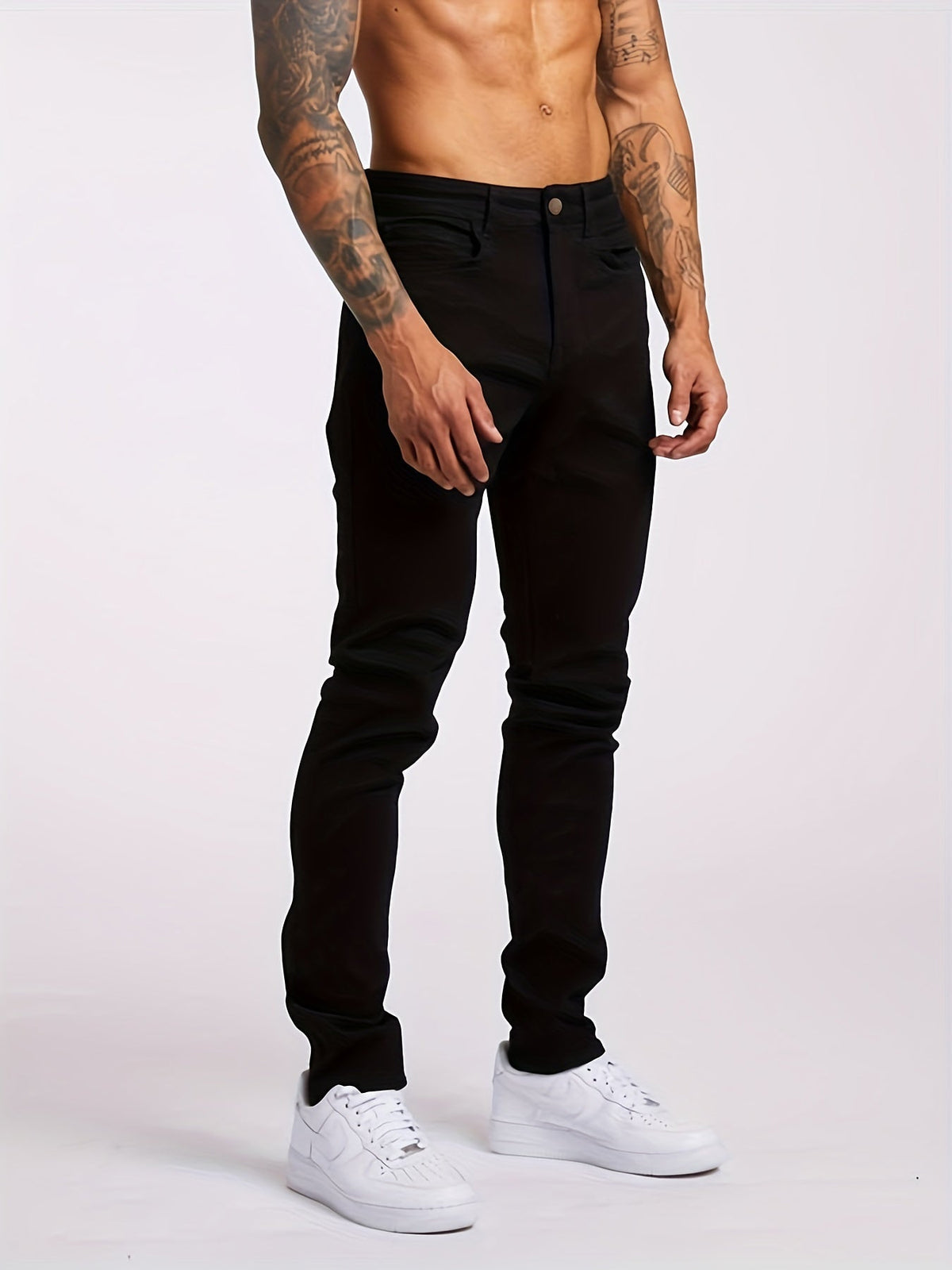 Jean décontracté en denim extensible pour homme, coupe ajustée