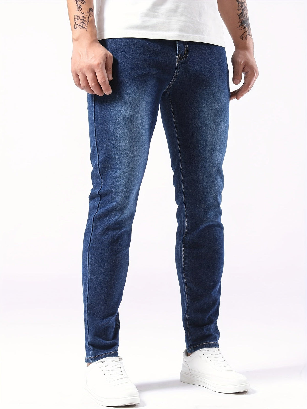 Jean décontracté en denim extensible pour homme, coupe ajustée