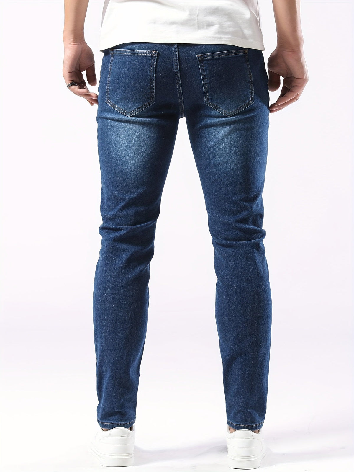Jean décontracté en denim extensible pour homme, coupe ajustée