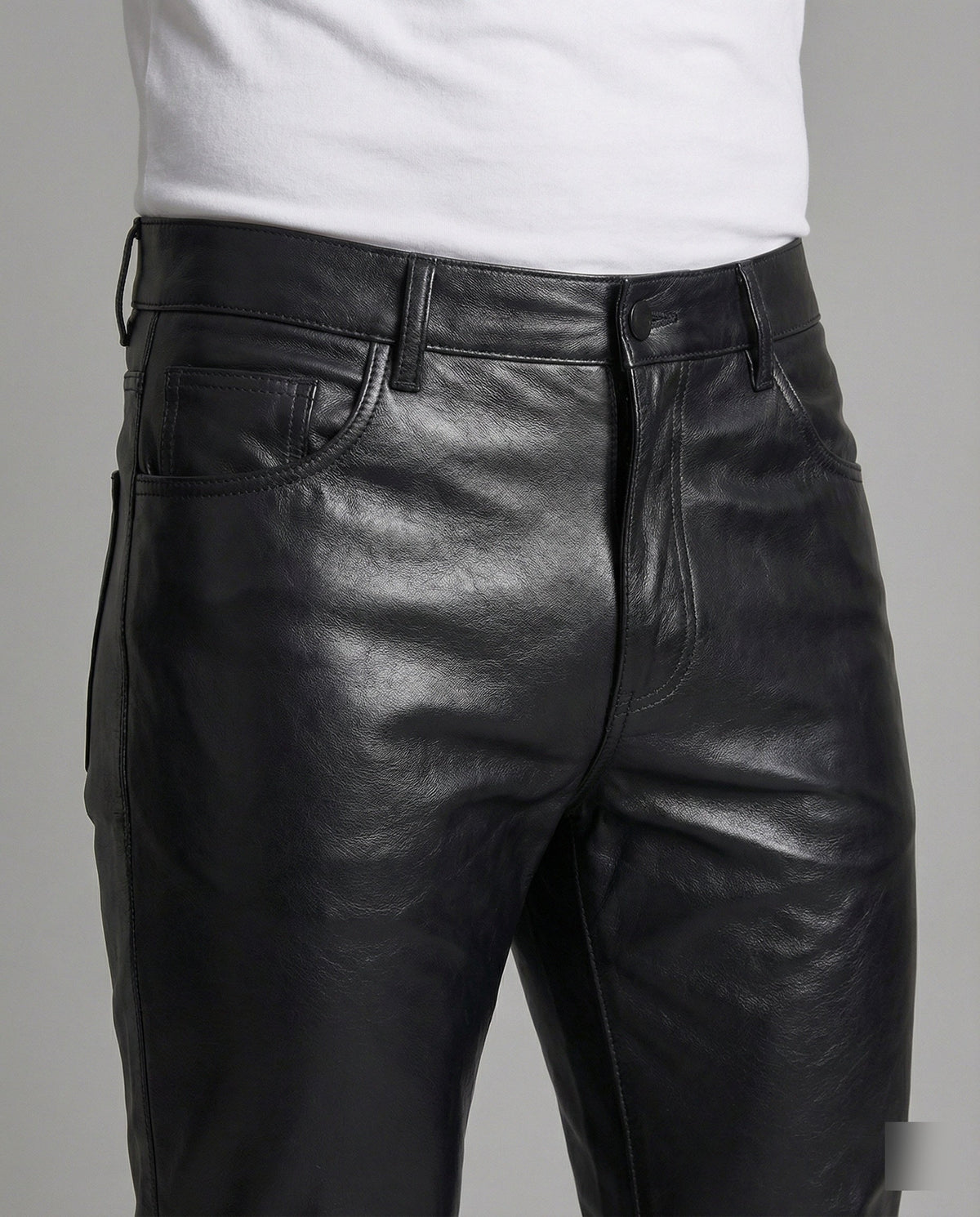 Men's Slim-Fit Faux-Leather Pants with Quilted Details - Vittorelli
