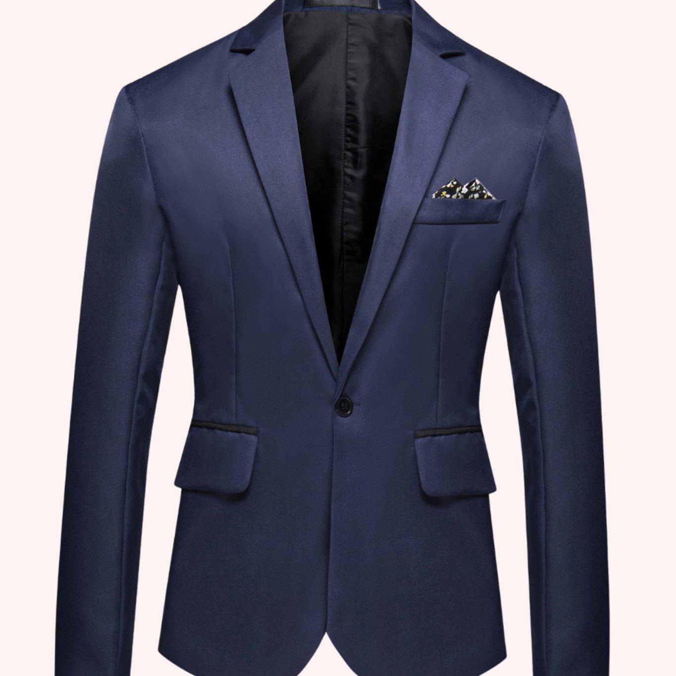Blazer business ajusté pour homme, à un bouton et revers cranté