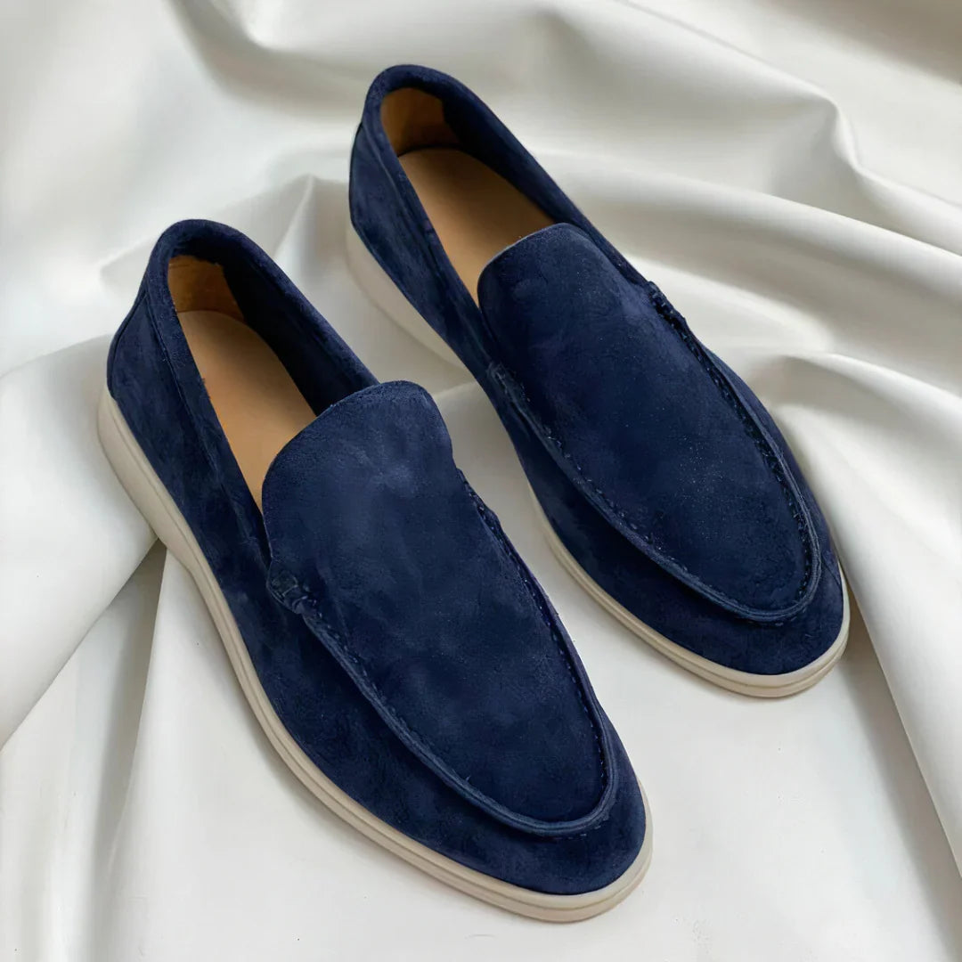 Mocassins à enfiler pour homme avec semelle blanche et surpiqûres contrastantes