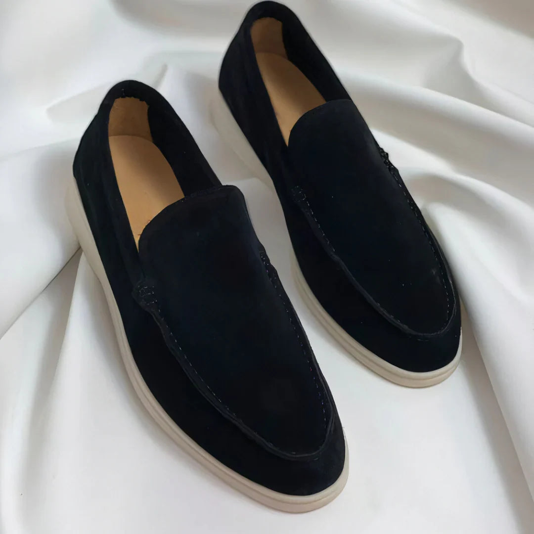 Mocassins à enfiler pour homme avec semelle blanche et surpiqûres contrastantes