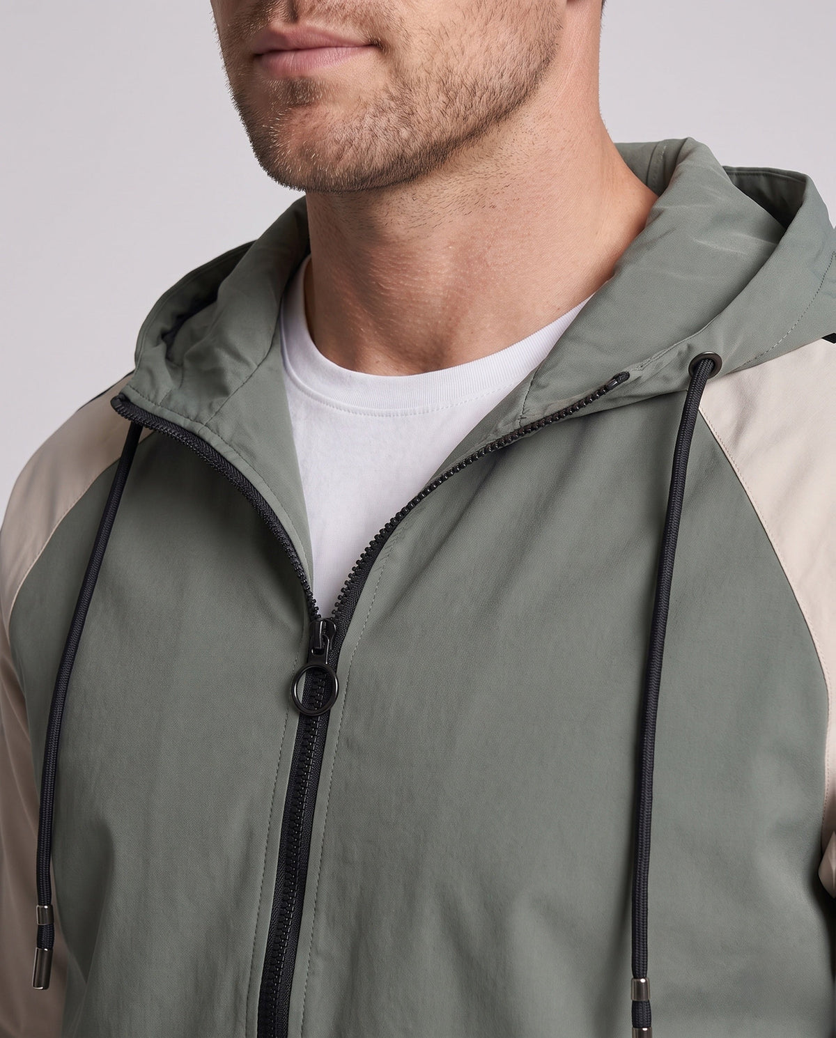 Men's Sporty Colorblock Hooded Jacket with Pockets