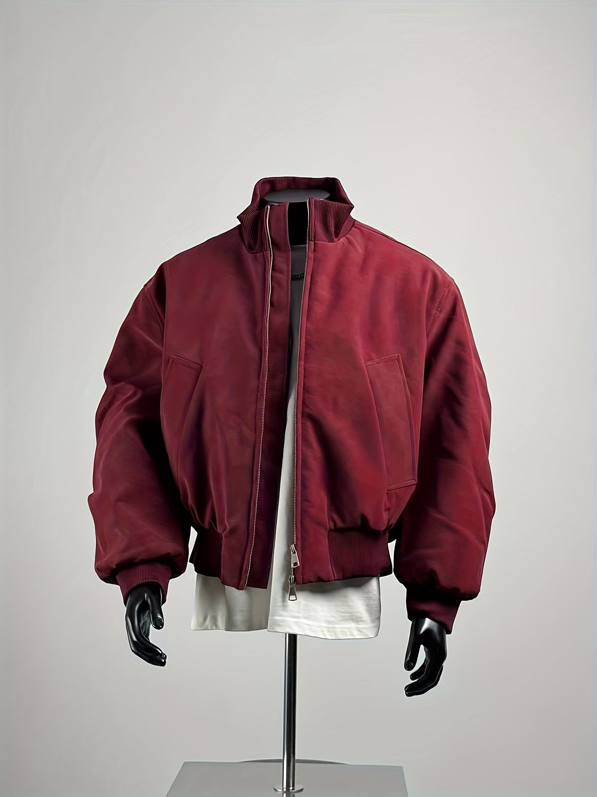 Blouson bomber pour homme à col montant et fermeture éclair - coupe streetwear décontractée