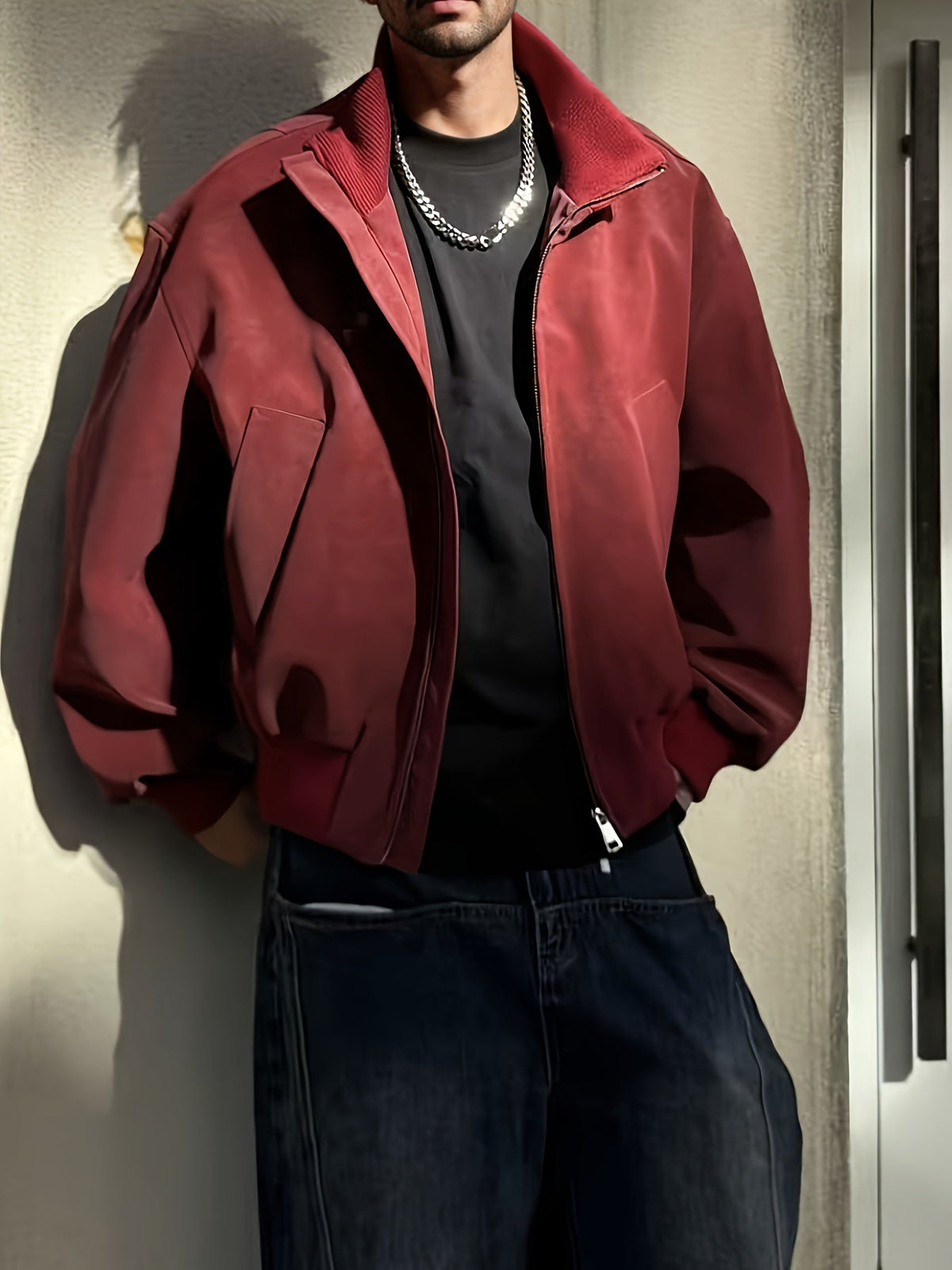 Blouson bomber pour homme à col montant et fermeture éclair - coupe streetwear décontractée
