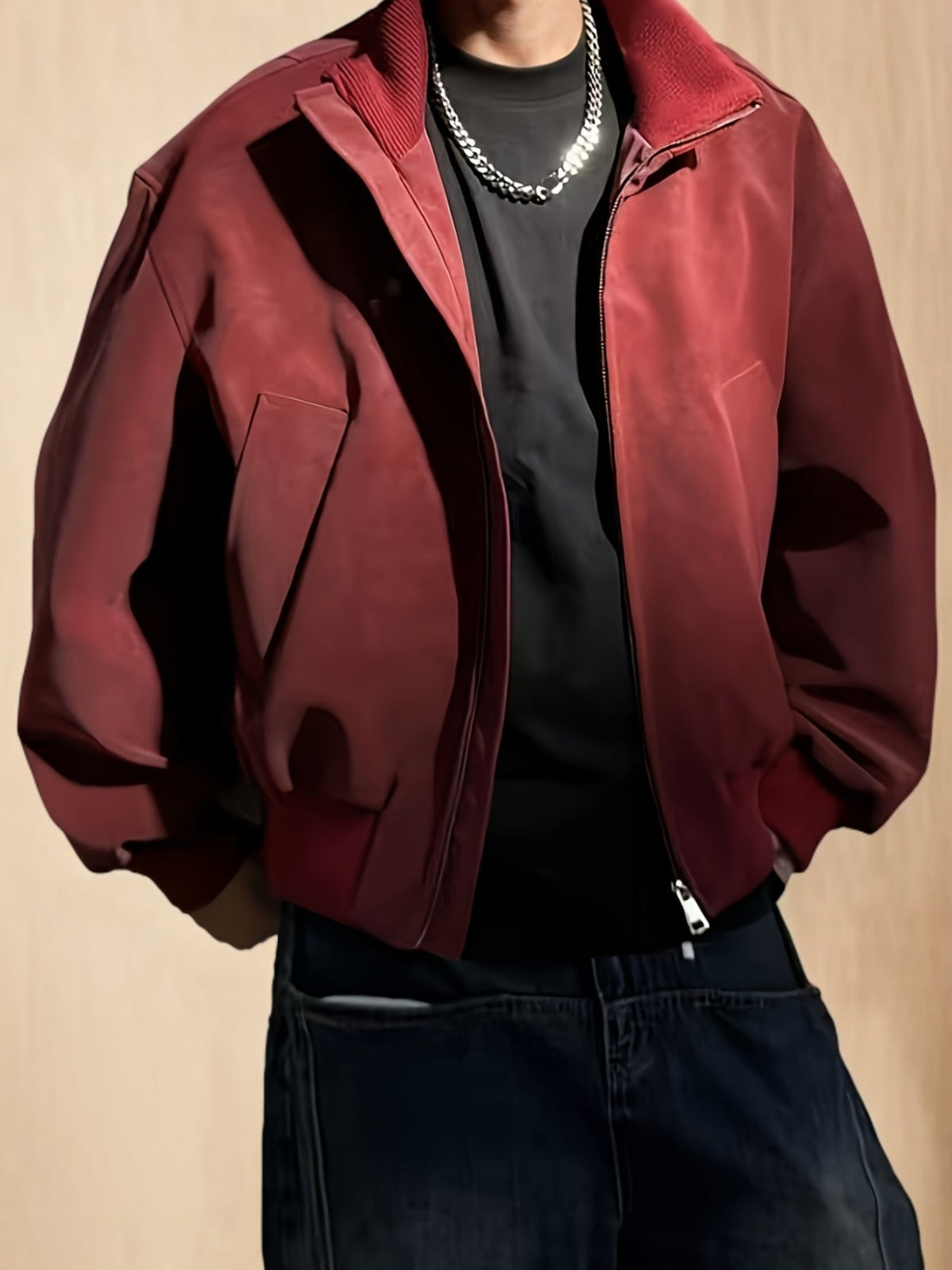 Blouson bomber pour homme à col montant et fermeture éclair - coupe streetwear décontractée