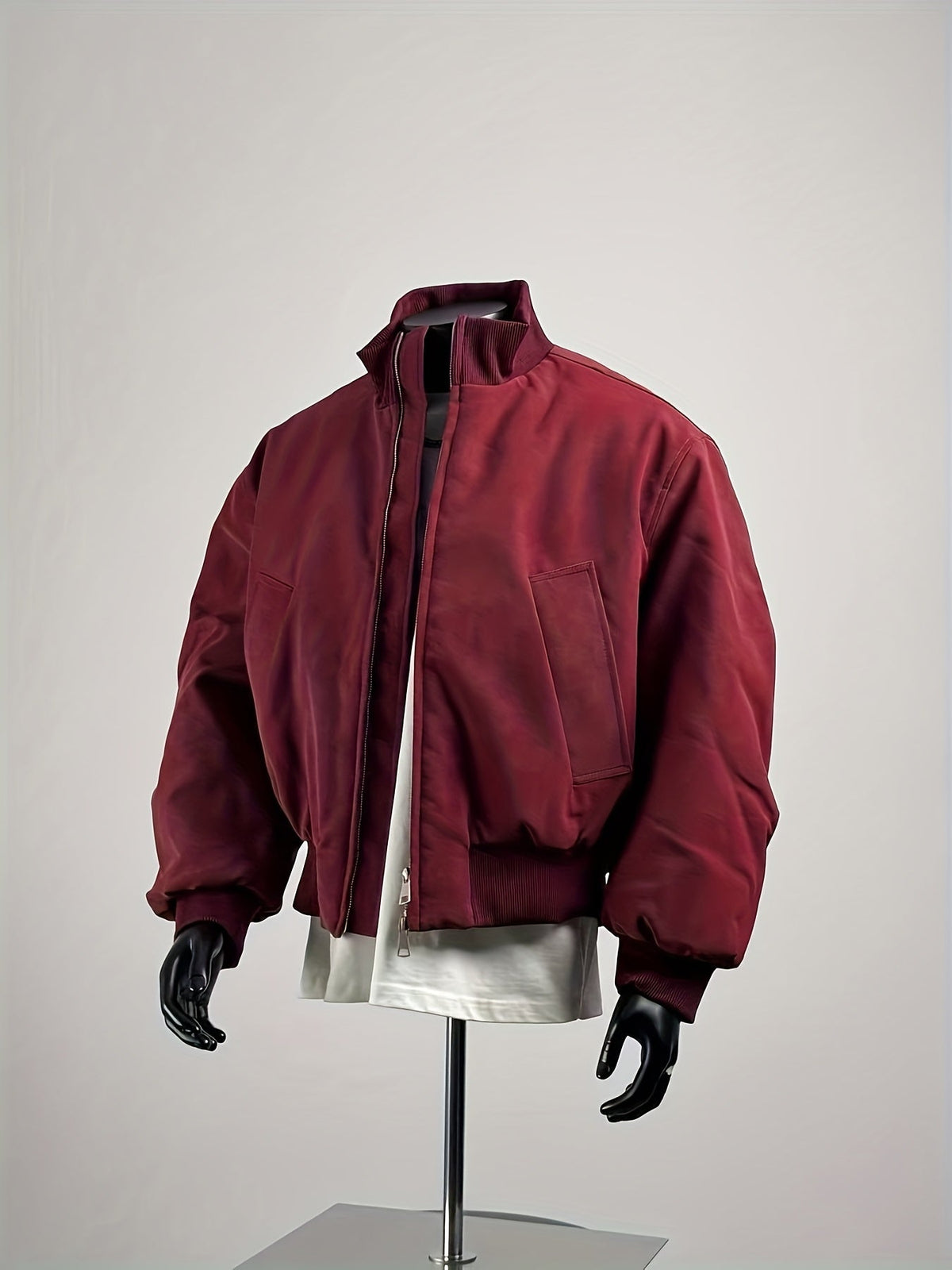 Blouson bomber pour homme à col montant et fermeture éclair - coupe streetwear décontractée