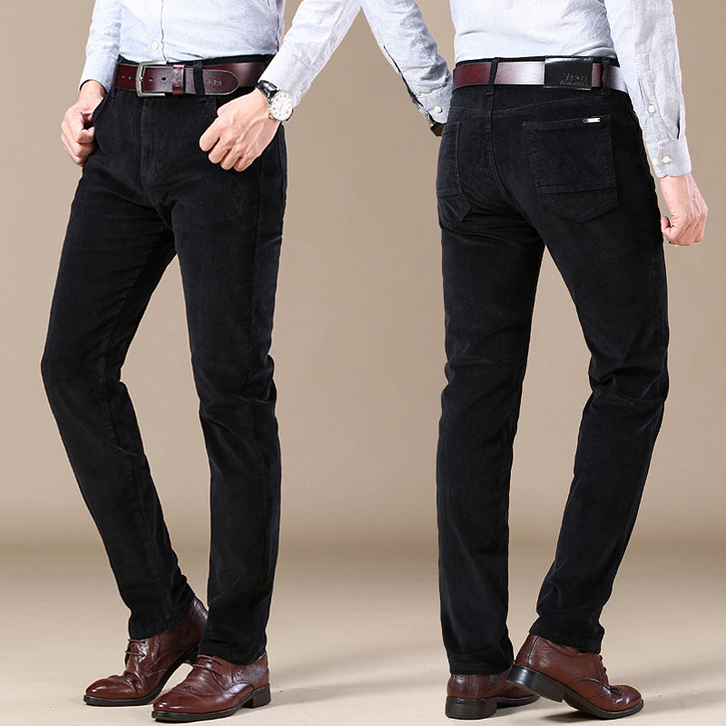 Men's Straight-Leg Stretch Corduroy Business Trousers