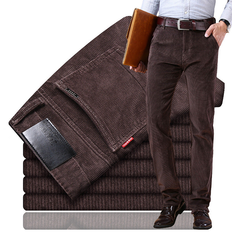 Men's Straight-Leg Stretch Corduroy Business Trousers