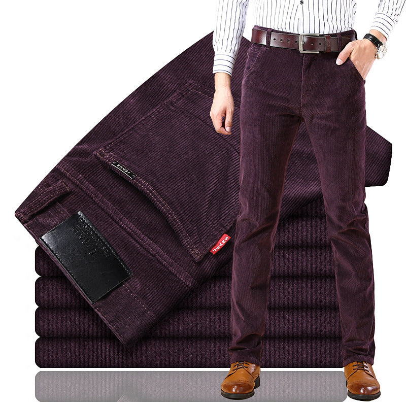 Men's Straight-Leg Stretch Corduroy Business Trousers