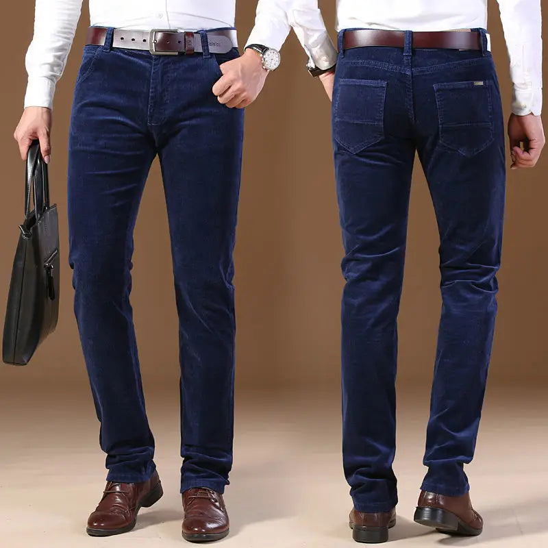 Men's Straight-Leg Stretch Corduroy Business Trousers