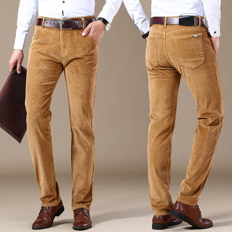 Men's Straight-Leg Stretch Corduroy Business Trousers
